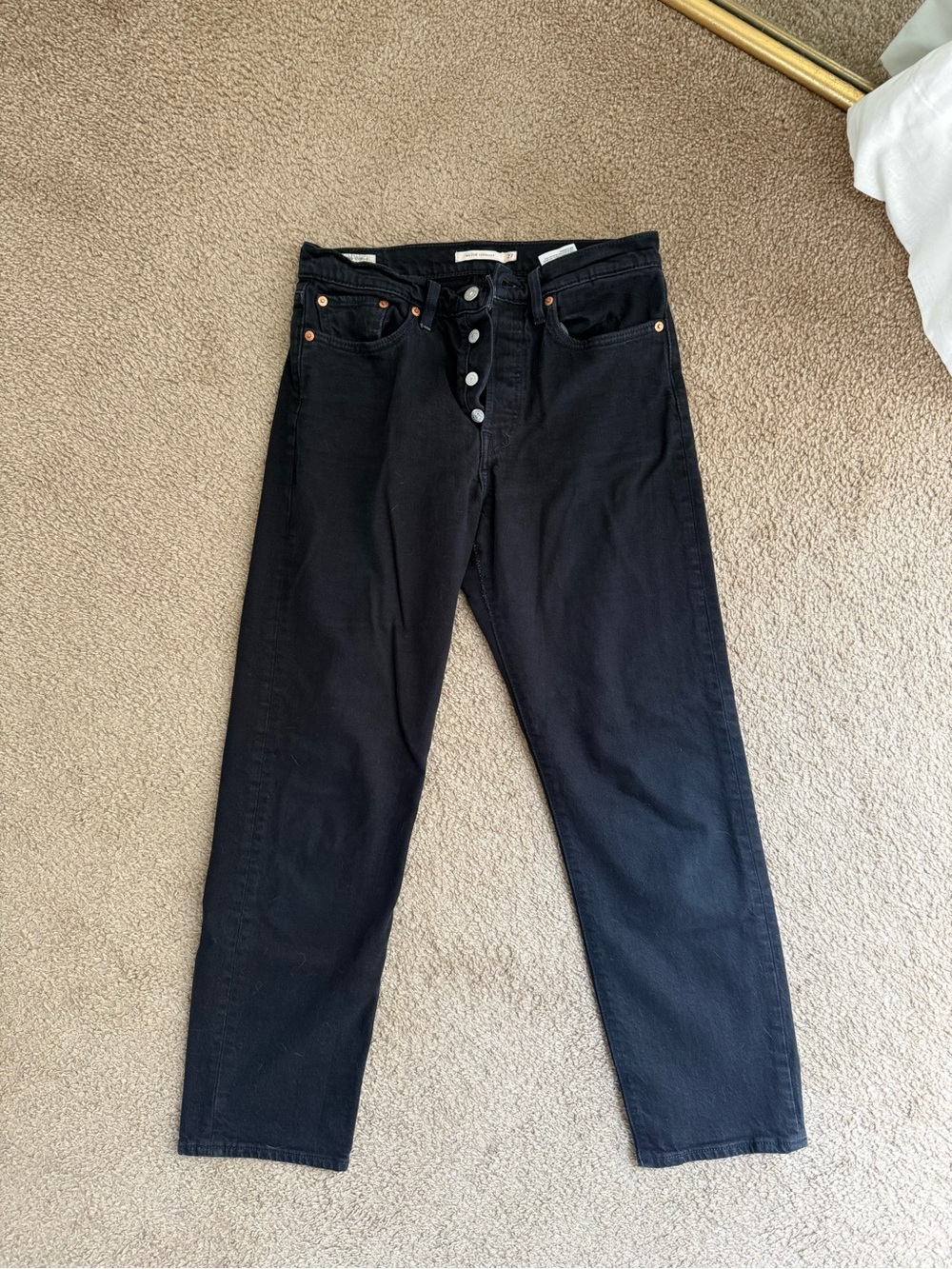 Levi's Black Wedgie Straight-Leg Jeans with Button Fly